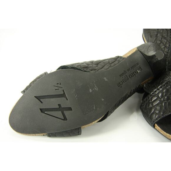 Pedro Garcia Black Leather Maggie Wide Strap Sandals - Picture 9 of 12